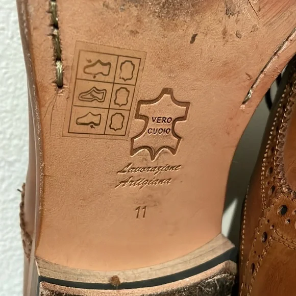 Joseph Abboud White Label Bixby Cognac Brown Classic Wingtip Cap Toe Oxfords 11 - Picture 10 of 10